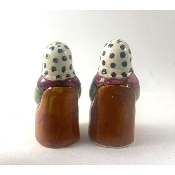 Vintage Hand-Painted Ceramic Grandma Salt & Pepper Shakers Japan - Picture 2 of 4